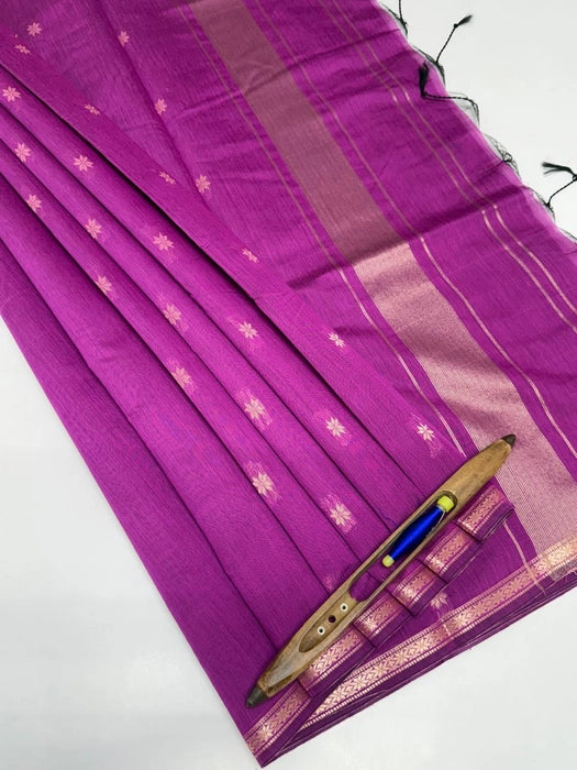 Minnera cotton saree - light purple color body , pallu,blouse.